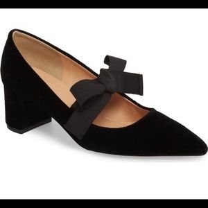 J. Crew Avery Vintage Velvet Black Block Heel Bow Tie